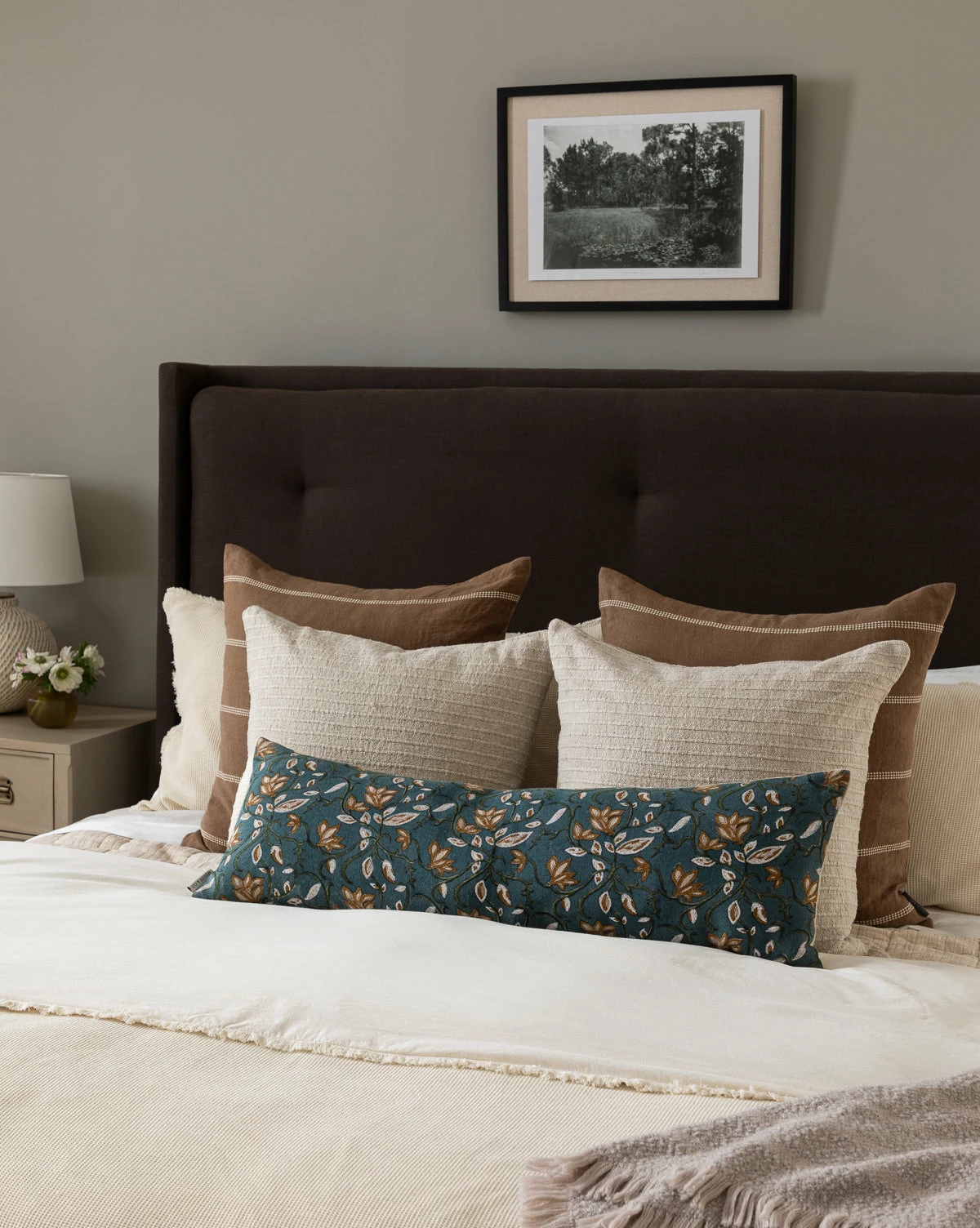 Teal Lotus Floral Pillow Cover 5 Teal Lotus Floral Pillow Cover - Image 3