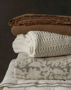 Carnel Waffle Blanket -Bloomingville Shop 20231206 SS Bedding Throws 006