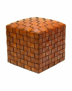 Ackley Leather Ottoman -Bloomingville Shop AckleyLeatherOttomanSaddle1