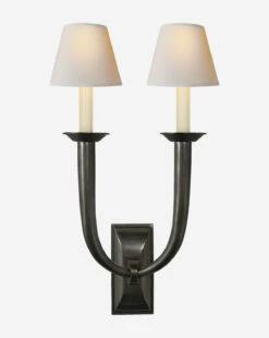 French Deco Horn Double Sconce