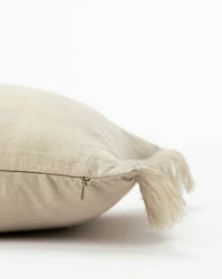 Hazelton Mushroom Fringed Pillow Cover -Bloomingville Shop HazeltonFringedPillowCover MPLW0909 MSH 12x24 D1