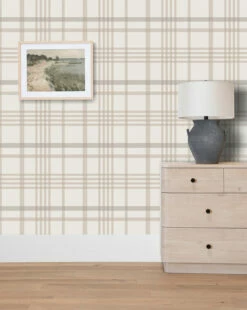 Rigby Plaid Print Wallpaper -Bloomingville Shop KidsWallpaper 70 Rugby Plaid Neutral R1