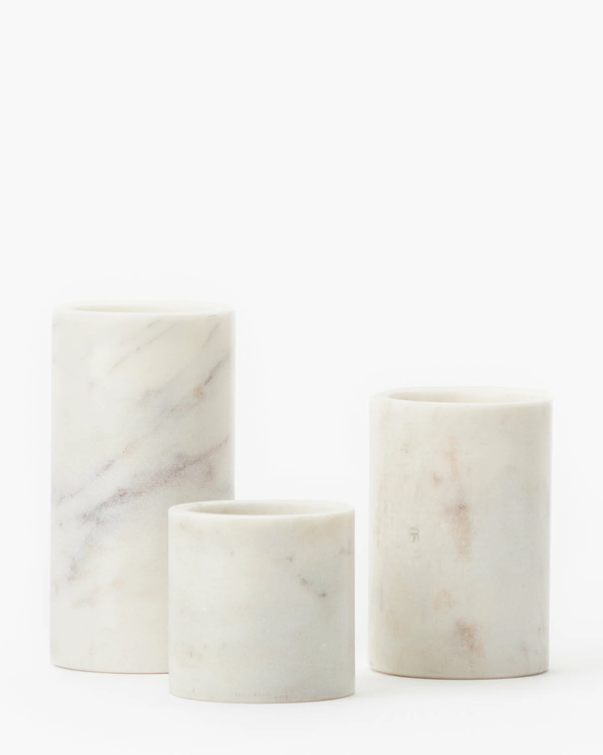 Marble Cylinder Pillars (Set Of 3) 3 Marble Cylinder Pillars (Set Of 3)