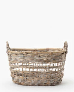 Rattan Handled Basket -Bloomingville Shop RattanHandledBasket MDCR2026 NAT L