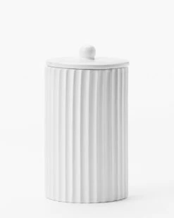 Fluted Lidded Bathroom Canister -Bloomingville Shop RibbedLiddedBathroomCanister MBTH0268 IVR L