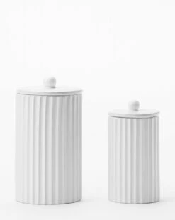 Fluted Lidded Bathroom Canister