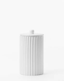 Fluted Lidded Bathroom Canister -Bloomingville Shop RibbedLiddedBathroomCanister MBTH0268 IVR S