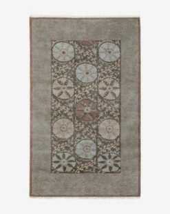 Suzani Hand-Knotted Wool Rug -Bloomingville Shop SuzaniHand KnottedWoolRug MRUG0852 BWN 5x8 1